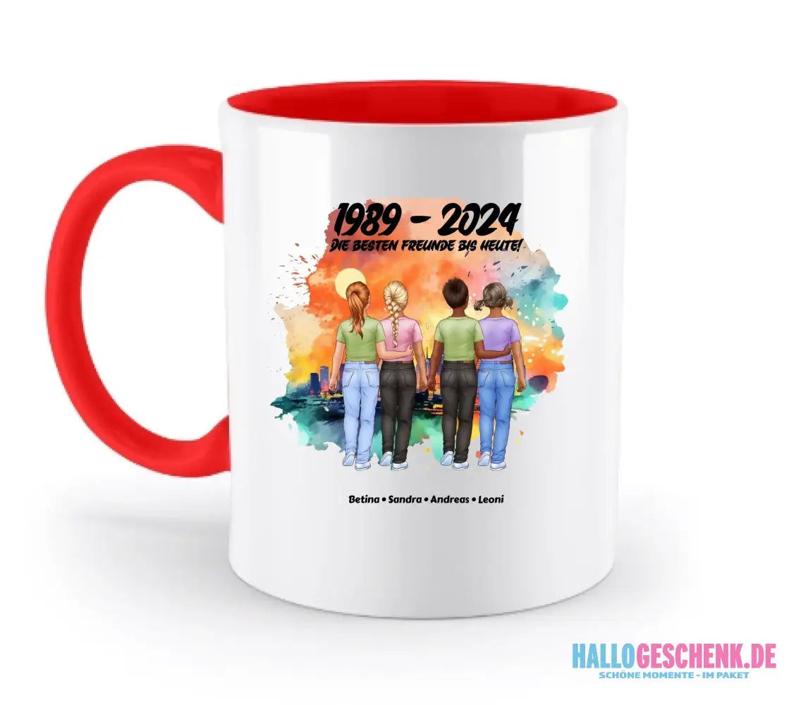 2-5 Freunde (Kids/Kinder) • Figuren gestalten • personalisiert • zweifarbige Tasse (spülmaschinenfest) - zweifarbige