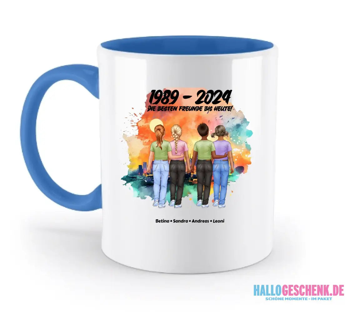 2-5 Freunde (Kids/Kinder) • Figuren gestalten • personalisiert • zweifarbige Tasse (spülmaschinenfest) - zweifarbige