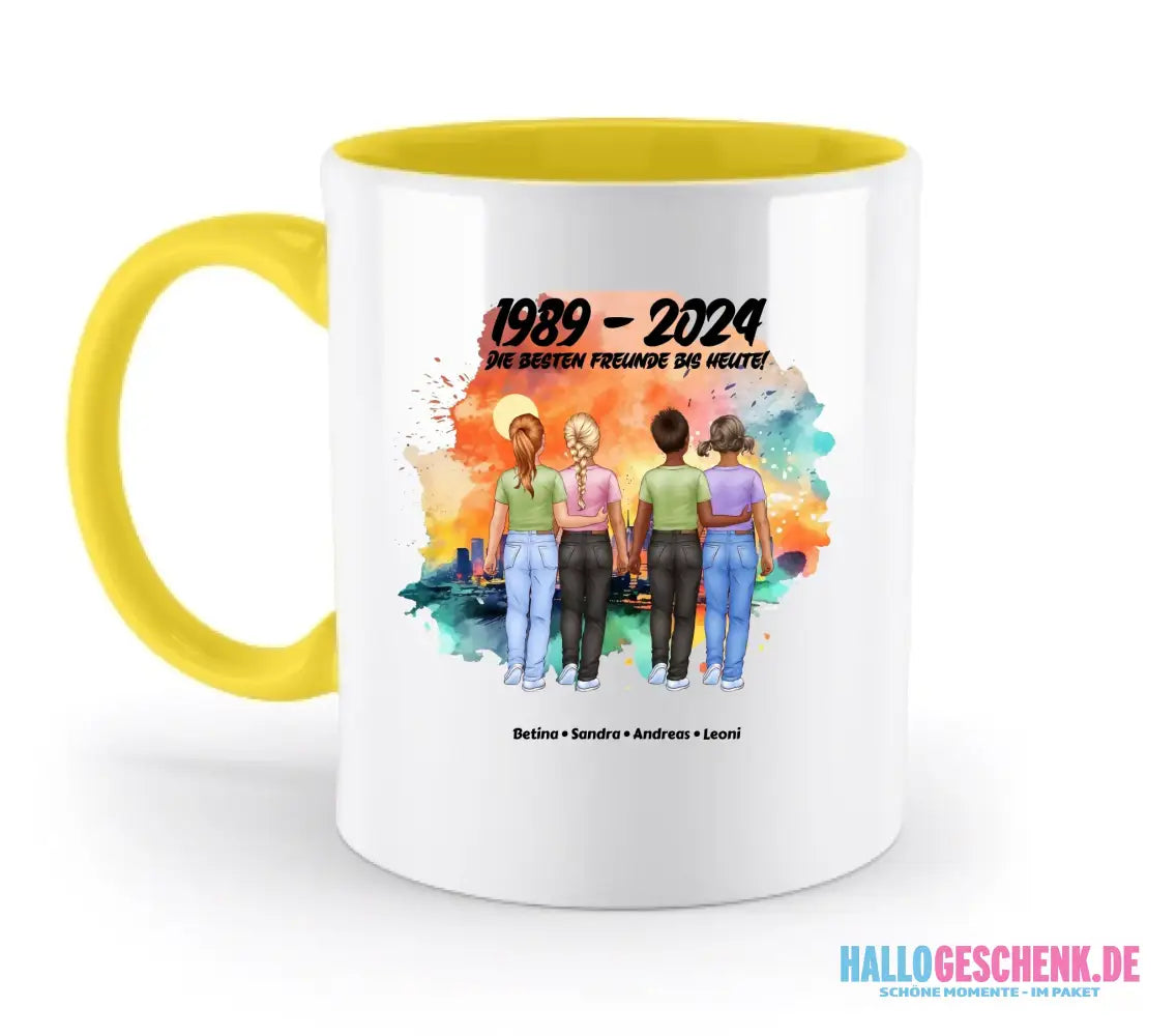 2-5 Freunde (Kids/Kinder) • Figuren gestalten • personalisiert • zweifarbige Tasse (spülmaschinenfest) - zweifarbige