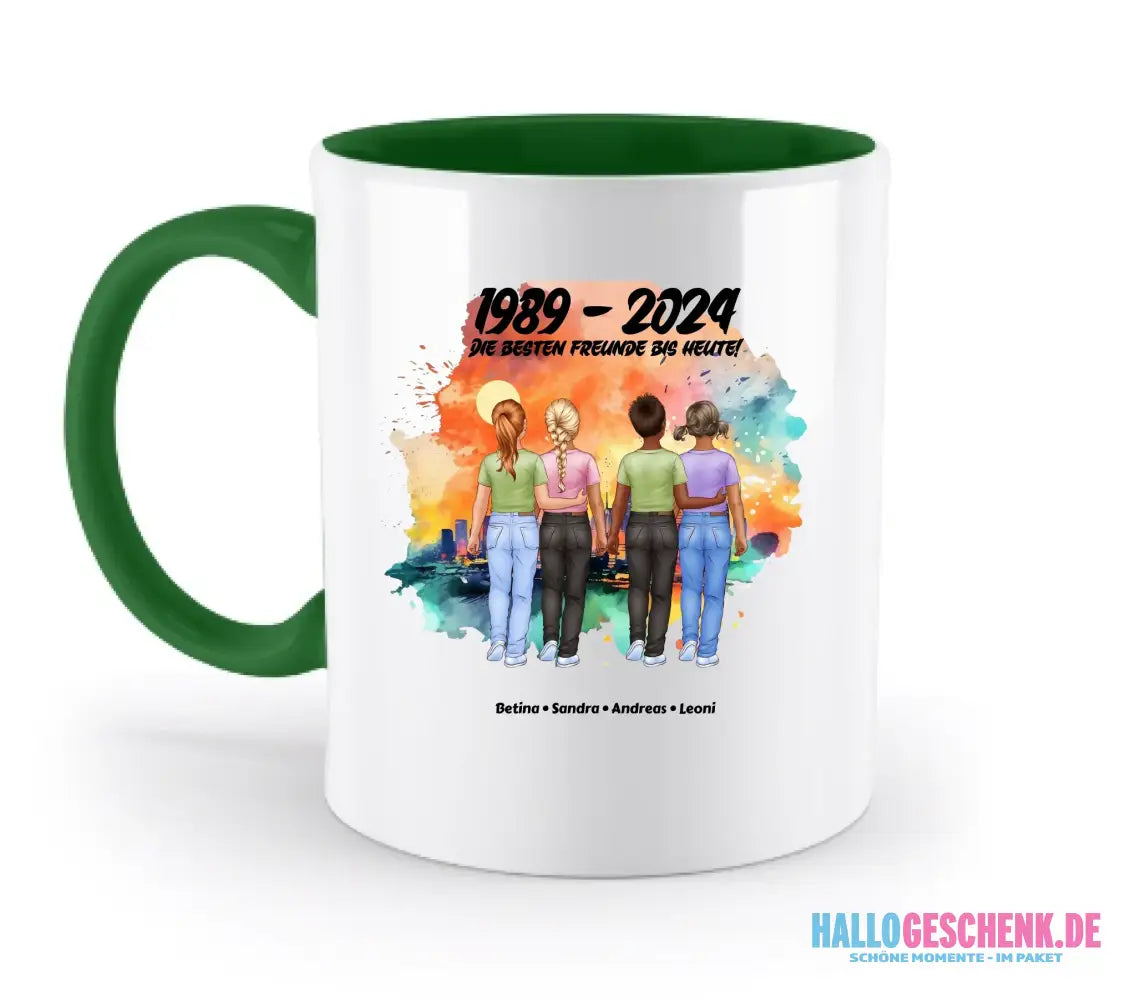 2-5 Freunde (Kids/Kinder) • Figuren gestalten • personalisiert • zweifarbige Tasse (spülmaschinenfest) - zweifarbige