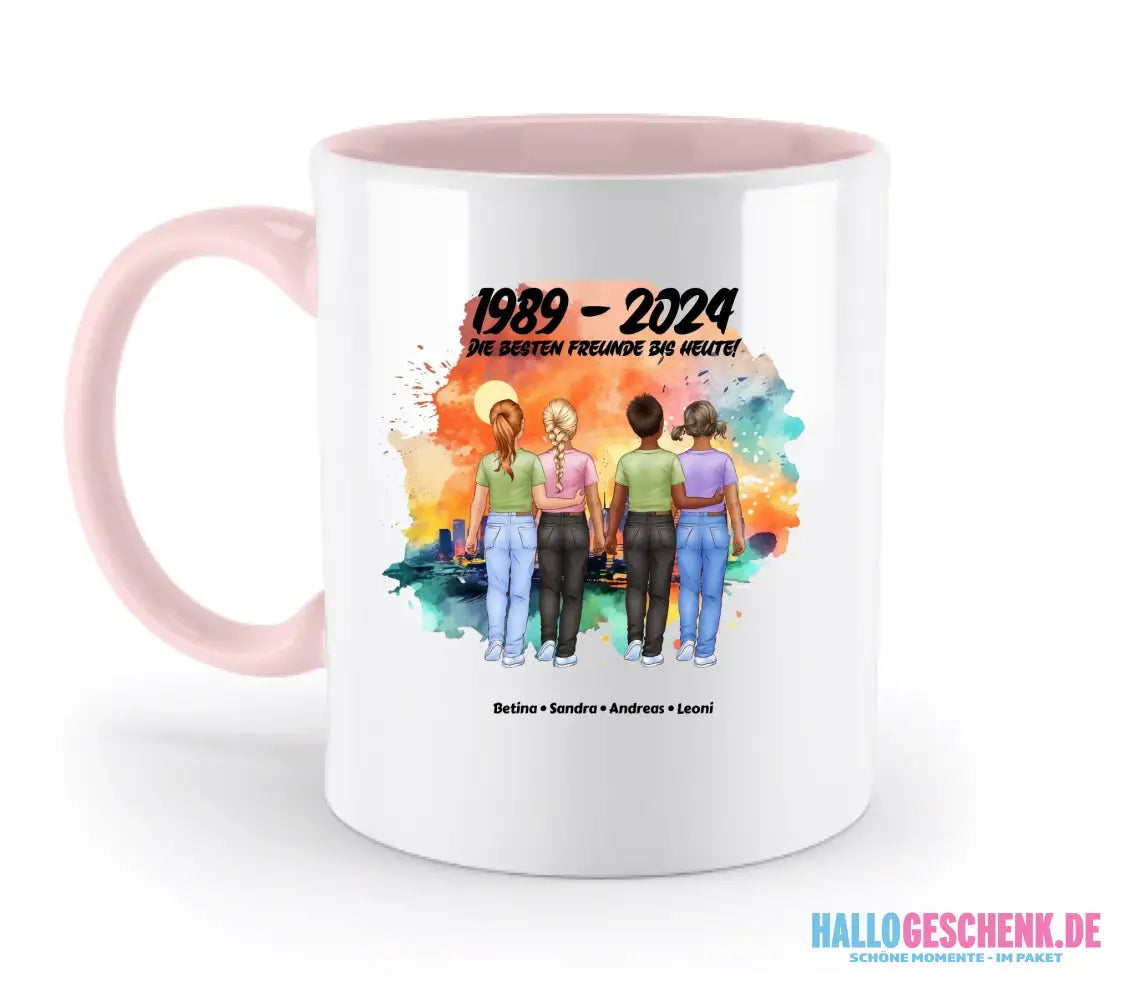 2-5 Freunde (Kids/Kinder) • Figuren gestalten • personalisiert • zweifarbige Tasse (spülmaschinenfest) - zweifarbige