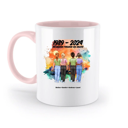 2-5 Freunde (Kids/Kinder) • Figuren gestalten • personalisiert • zweifarbige Tasse (spülmaschinenfest) - zweifarbige