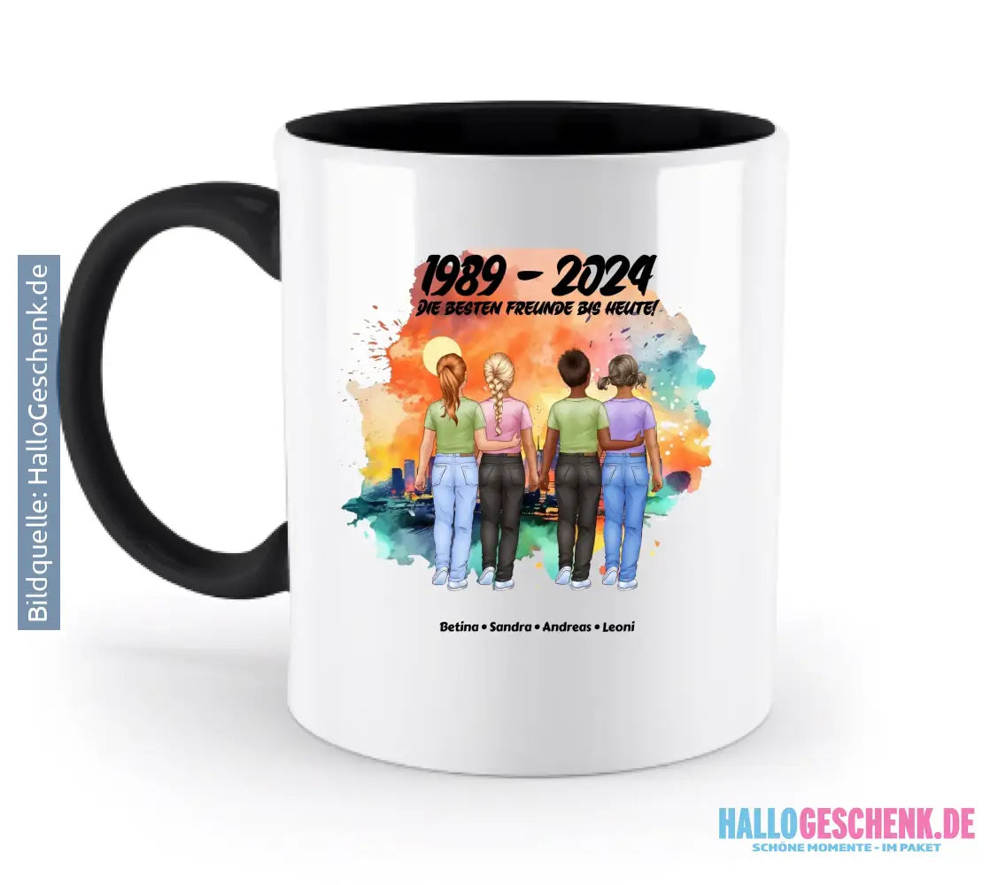 2-5 Freunde (Kids/Kinder) • Figuren gestalten • personalisiert • zweifarbige Tasse (spülmaschinenfest) - zweifarbige