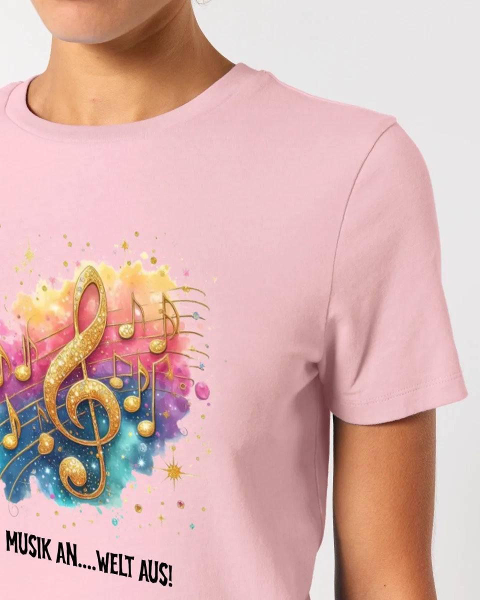 25 Motive zur Auswahl • Fantasy Music Notes • Noten • Musik • Ladies Premium T-Shirt XS-2XL aus Bio-Baumwolle für Damen • Exklusivdesign • personalisiert • Motivauswahl