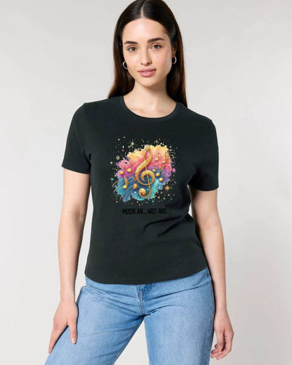 25 Motive zur Auswahl • Fantasy Music Notes • Noten • Musik • Ladies Premium T-Shirt XS-2XL aus Bio-Baumwolle für Damen • Exklusivdesign • personalisiert • Motivauswahl