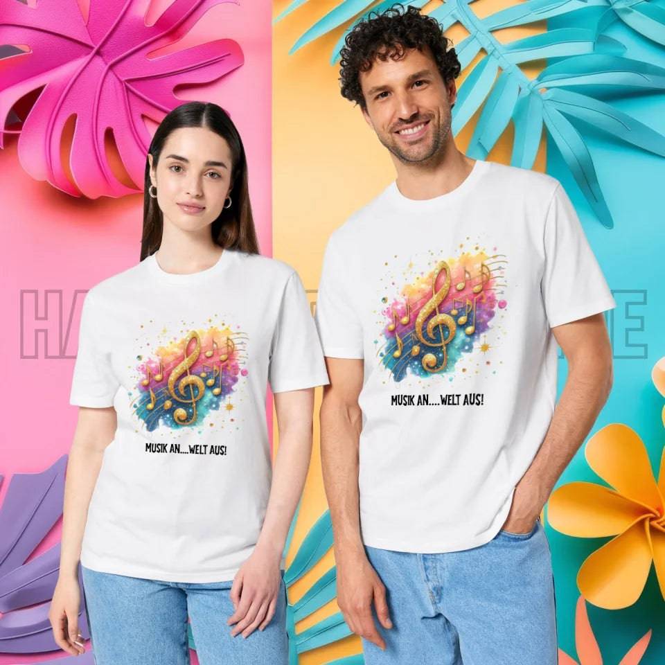 25 Motive zur Auswahl • Fantasy Music Notes • Noten • Musik • Unisex Premium T-Shirt XS-5XL aus Bio-Baumwolle für Damen & Herren • Exklusivdesign • personalisiert