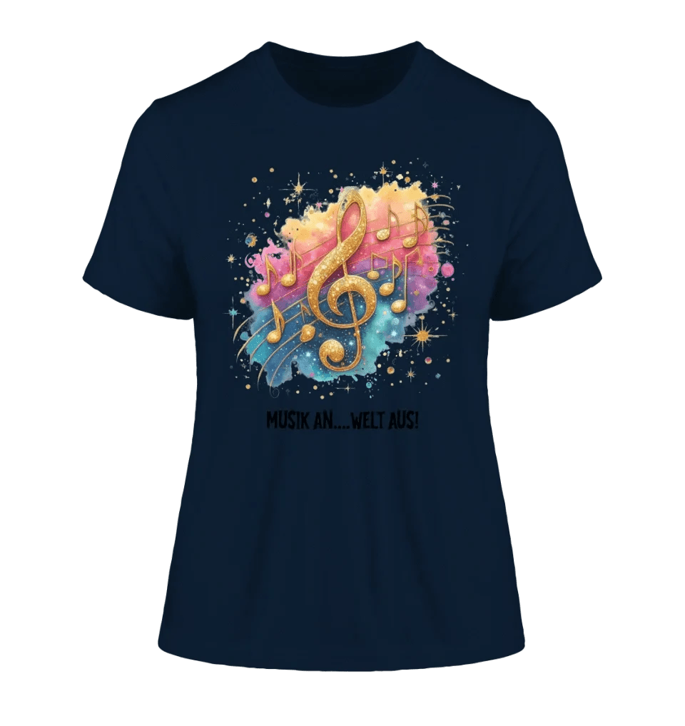 25 Motive zur Auswahl • Fantasy Music Notes • Noten • Musik • Ladies Premium T-Shirt XS-2XL aus Bio-Baumwolle für Damen • Exklusivdesign • personalisiert • Motivauswahl