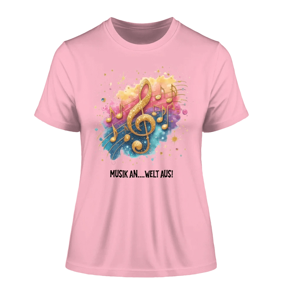 25 Motive zur Auswahl • Fantasy Music Notes • Noten • Musik • Ladies Premium T-Shirt XS-2XL aus Bio-Baumwolle für Damen • Exklusivdesign • personalisiert • Motivauswahl