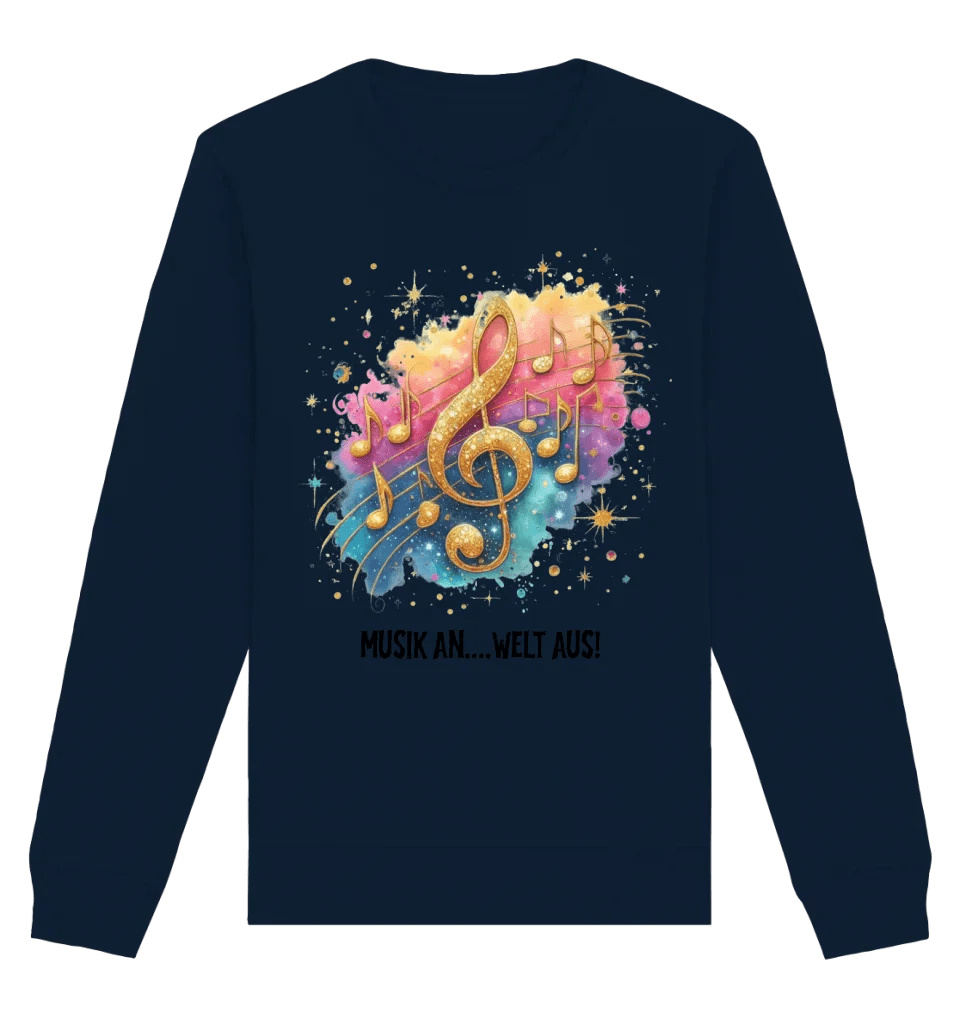 25 Motive zur Auswahl • Fantasy Music Notes • Noten • Musik • Unisex Sweatshirt Bio-Baumwolle in 4 Farben XS-3XL • personalisiert