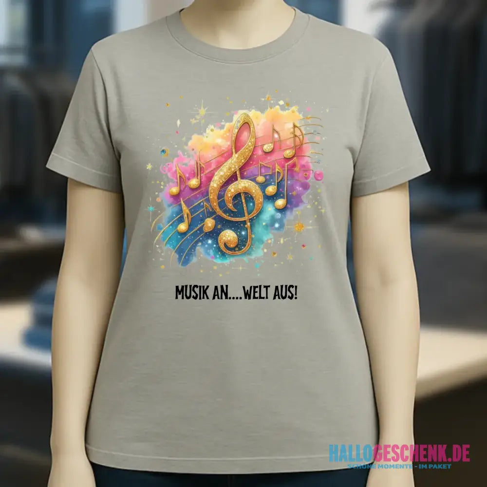 25 Motive zur Auswahl • Fantasy Music Notes • Noten • Musik • Ladies Premium T-Shirt XS-2XL aus Bio-Baumwolle für Damen • Exklusivdesign • personalisiert • Motivauswahl