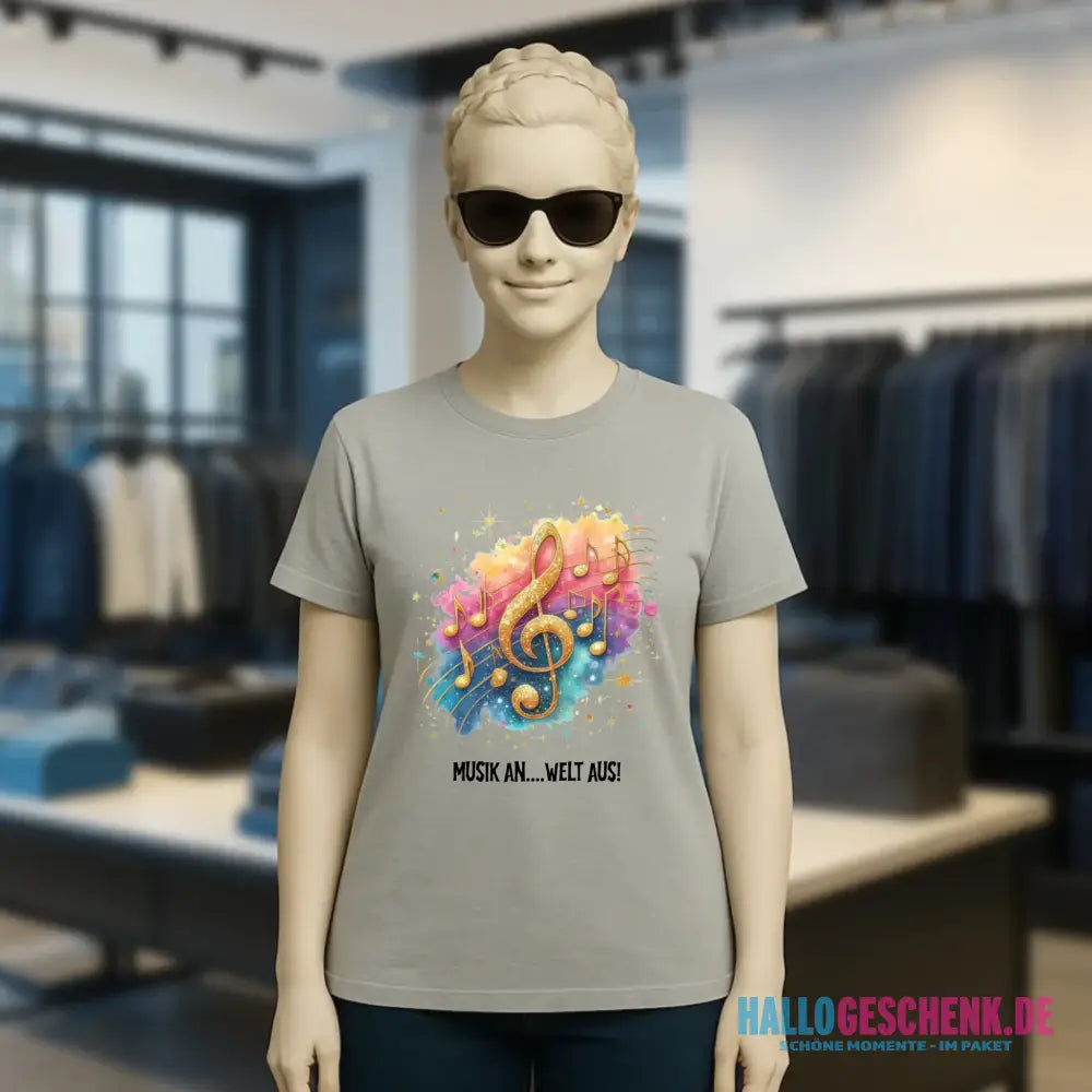 25 Motive zur Auswahl • Fantasy Music Notes • Noten • Musik • Ladies Premium T-Shirt XS-2XL aus Bio-Baumwolle für Damen • Exklusivdesign • personalisiert • Motivauswahl