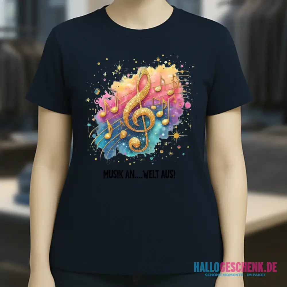 25 Motive zur Auswahl • Fantasy Music Notes • Noten • Musik • Ladies Premium T-Shirt XS-2XL aus Bio-Baumwolle für Damen • Exklusivdesign • personalisiert • Motivauswahl