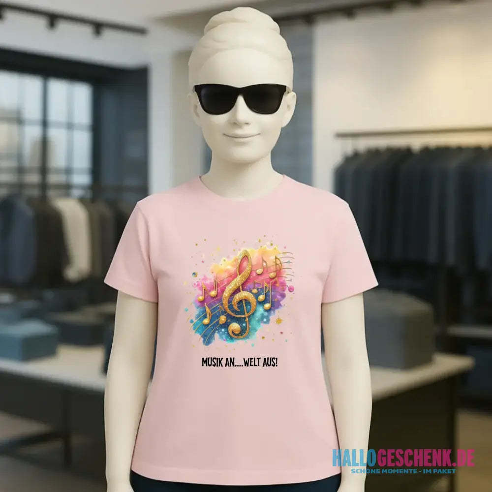 25 Motive zur Auswahl • Fantasy Music Notes • Noten • Musik • Ladies Premium T-Shirt XS-2XL aus Bio-Baumwolle für Damen • Exklusivdesign • personalisiert • Motivauswahl