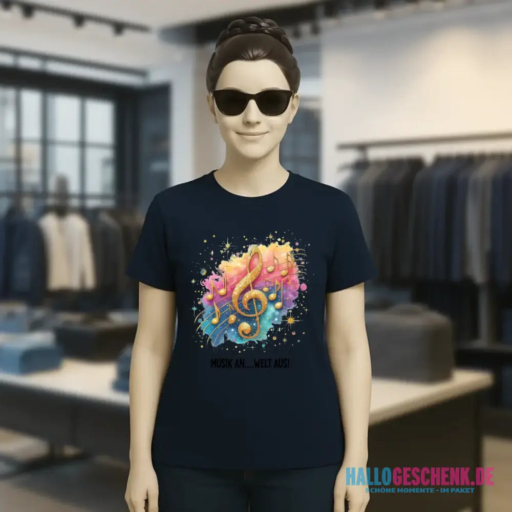 25 Motive zur Auswahl • Fantasy Music Notes • Noten • Musik • Ladies Premium T-Shirt XS-2XL aus Bio-Baumwolle für Damen • Exklusivdesign • personalisiert • Motivauswahl