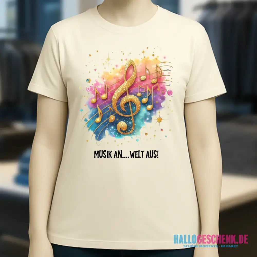 25 Motive zur Auswahl • Fantasy Music Notes • Noten • Musik • Ladies Premium T-Shirt XS-2XL aus Bio-Baumwolle für Damen • Exklusivdesign • personalisiert • Motivauswahl