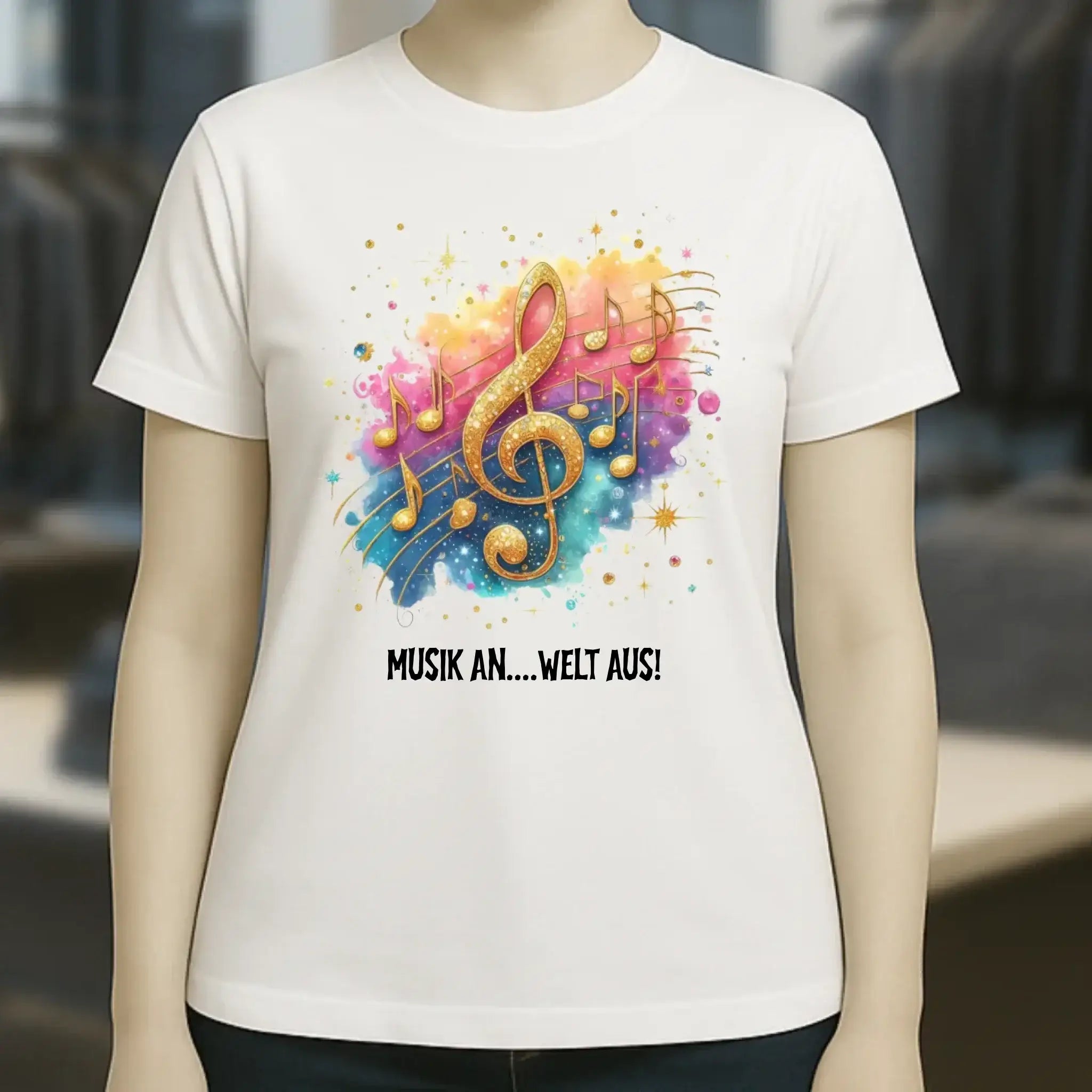 25 Motive zur Auswahl • Fantasy Music Notes • Noten • Musik • Ladies Premium T-Shirt XS-2XL aus Bio-Baumwolle für Damen • Exklusivdesign • personalisiert • Motivauswahl
