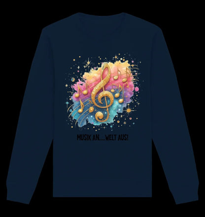 25 Motive zur Auswahl • Fantasy Music Notes • Noten • Musik • Unisex Sweatshirt Bio-Baumwolle in 4 Farben XS-3XL • personalisiert