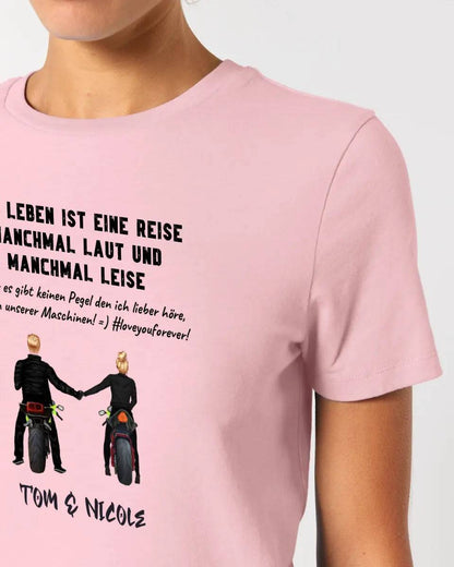 2in1: Motorrad Couple personalisierbar - Ladies Premium T-Shirt XS-2XL aus Bio-Baumwolle für Damen