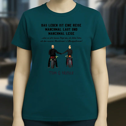 2in1: Motorrad Couple personalisierbar - Ladies Premium T-Shirt XS-2XL aus Bio-Baumwolle für Damen
