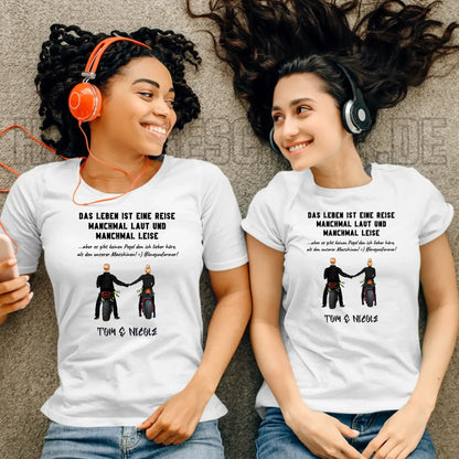2in1: Motorrad Couple personalisierbar - Ladies Premium T-Shirt XS-2XL aus Bio-Baumwolle für Damen