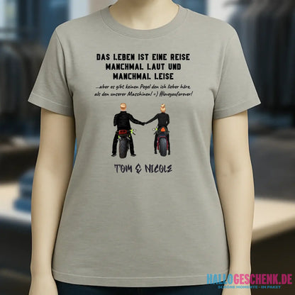 2in1: Motorrad Couple personalisierbar - Ladies Premium T-Shirt XS-2XL aus Bio-Baumwolle für Damen