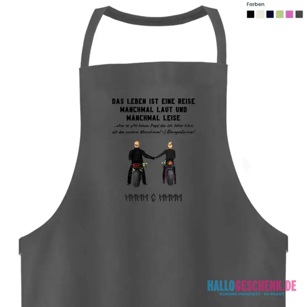 2in1: Paar Designer • Motorrad Couple • Schürze / Kochschürze / Grillschürze