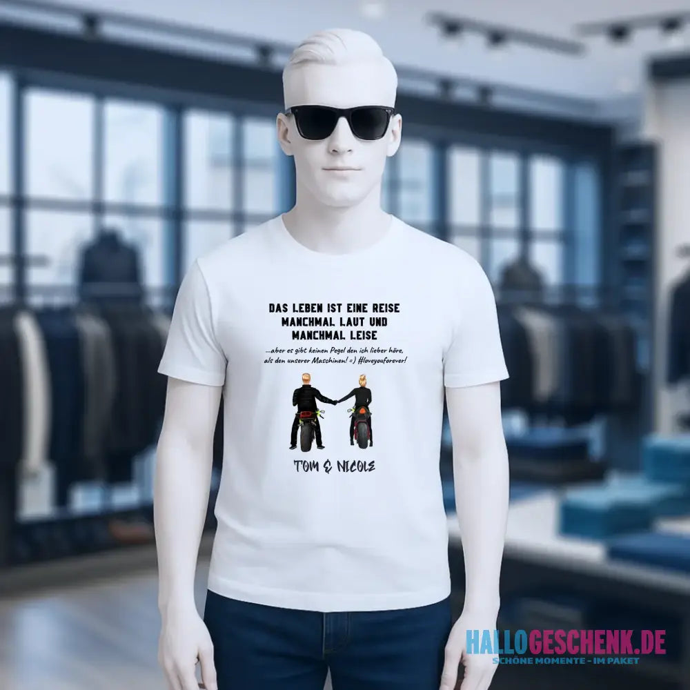 2in1: Paar Designer • Motorrad Couple • Unisex Premium T-Shirt XS-5XL aus Bio-Baumwolle für Damen & Herren