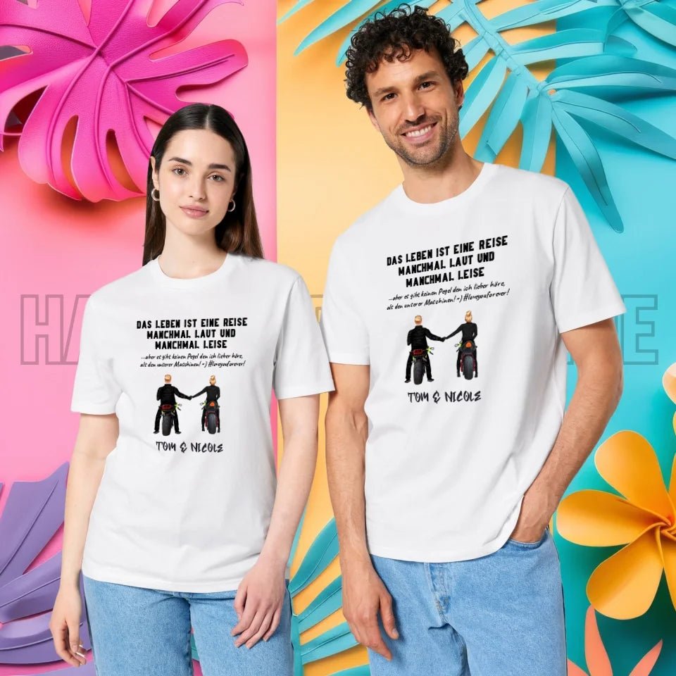 2in1: Paar Designer • Motorrad Couple • Unisex Premium T-Shirt XS - 5XL aus Bio - Baumwolle für Damen & Herren von HalloGeschenk.de