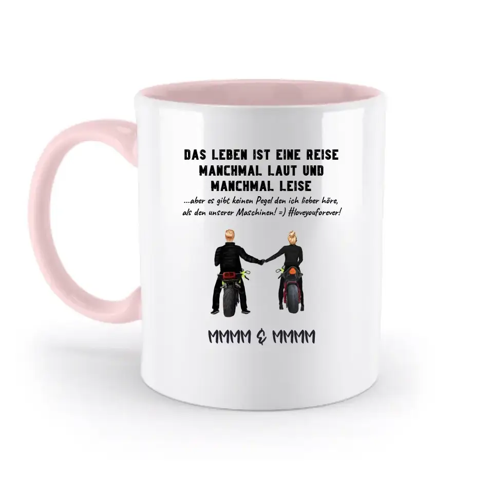 2in1: Paar Designer • Motorrad Couple • Zweifarbige Tasse 330ml