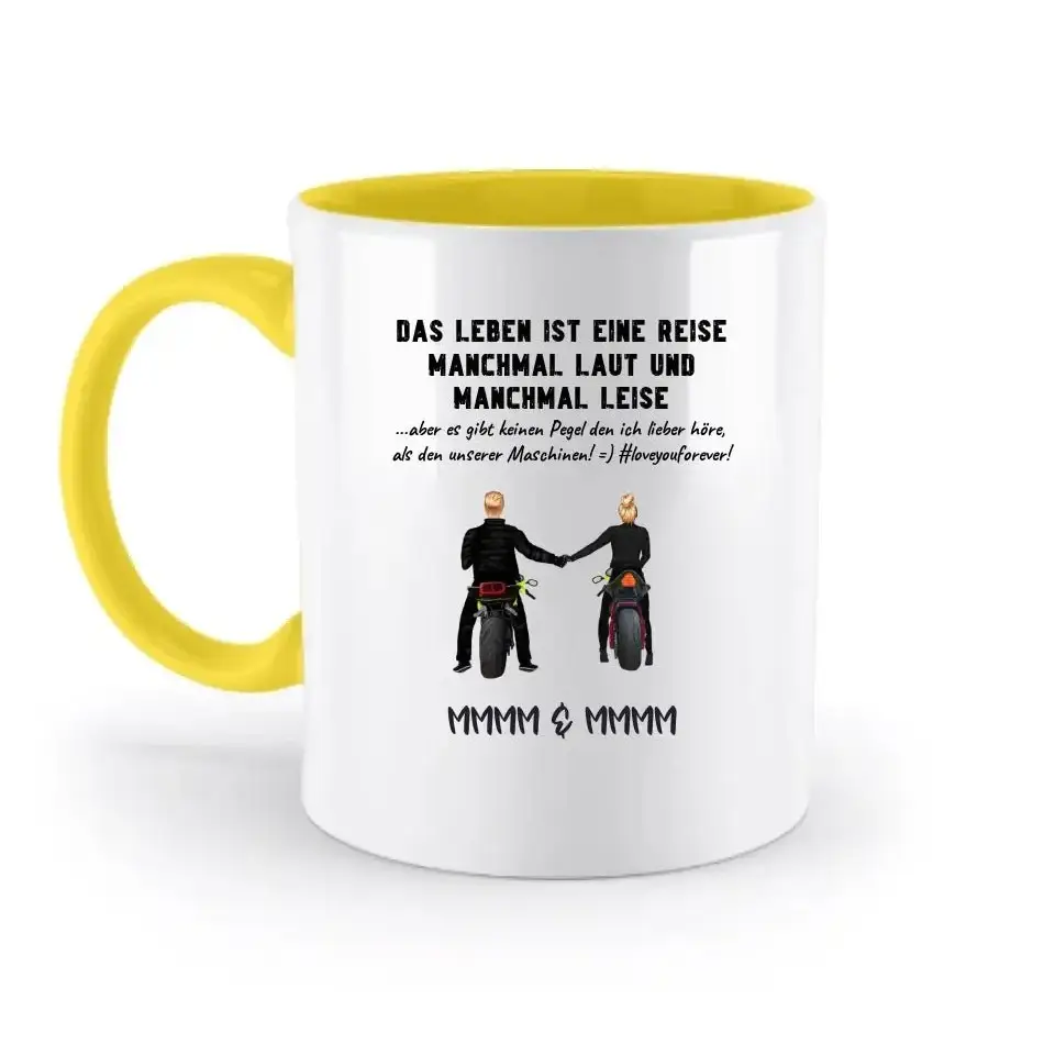 2in1: Paar Designer • Motorrad Couple • Zweifarbige Tasse 330ml
