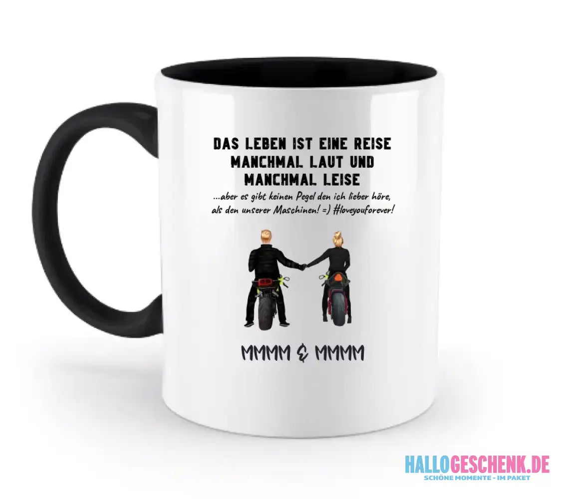 2in1: Paar Designer • Motorrad Couple • Zweifarbige Tasse 330ml