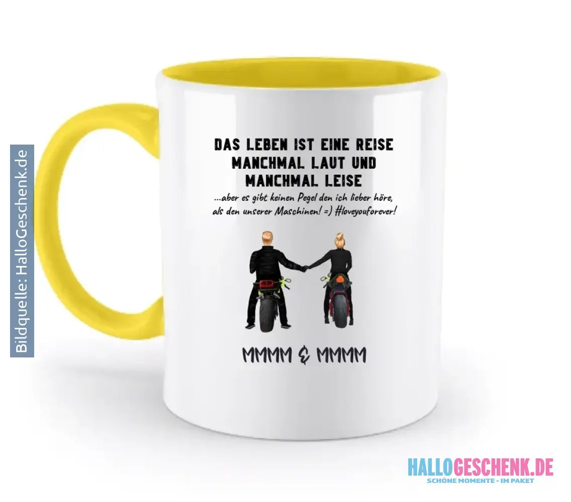 2in1: Paar Designer • Motorrad Couple • Zweifarbige Tasse 330ml
