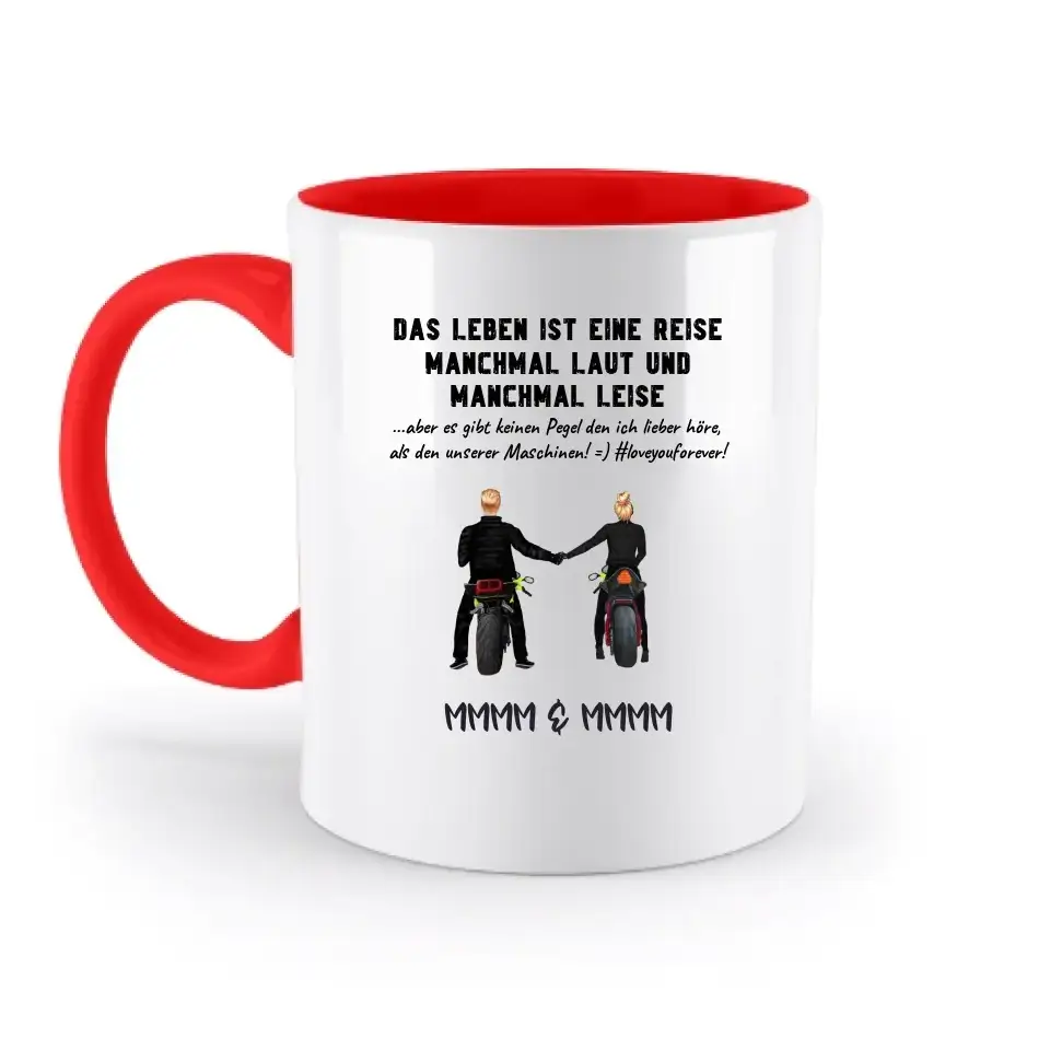 2in1: Paar Designer • Motorrad Couple • Zweifarbige Tasse 330ml
