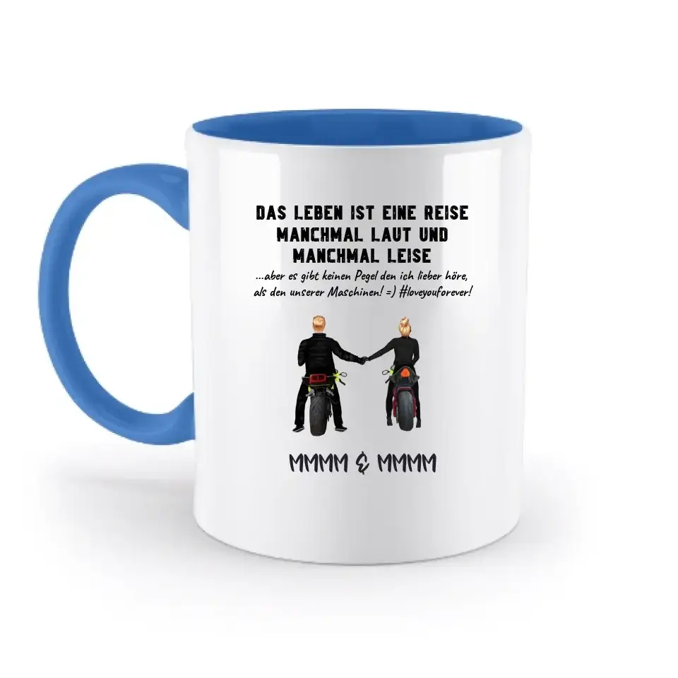 2in1: Paar Designer • Motorrad Couple • Zweifarbige Tasse 330ml