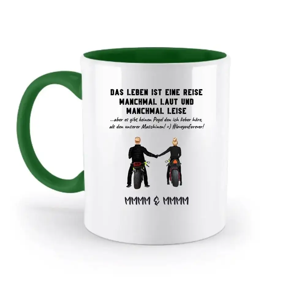 2in1: Paar Designer • Motorrad Couple • Zweifarbige Tasse 330ml