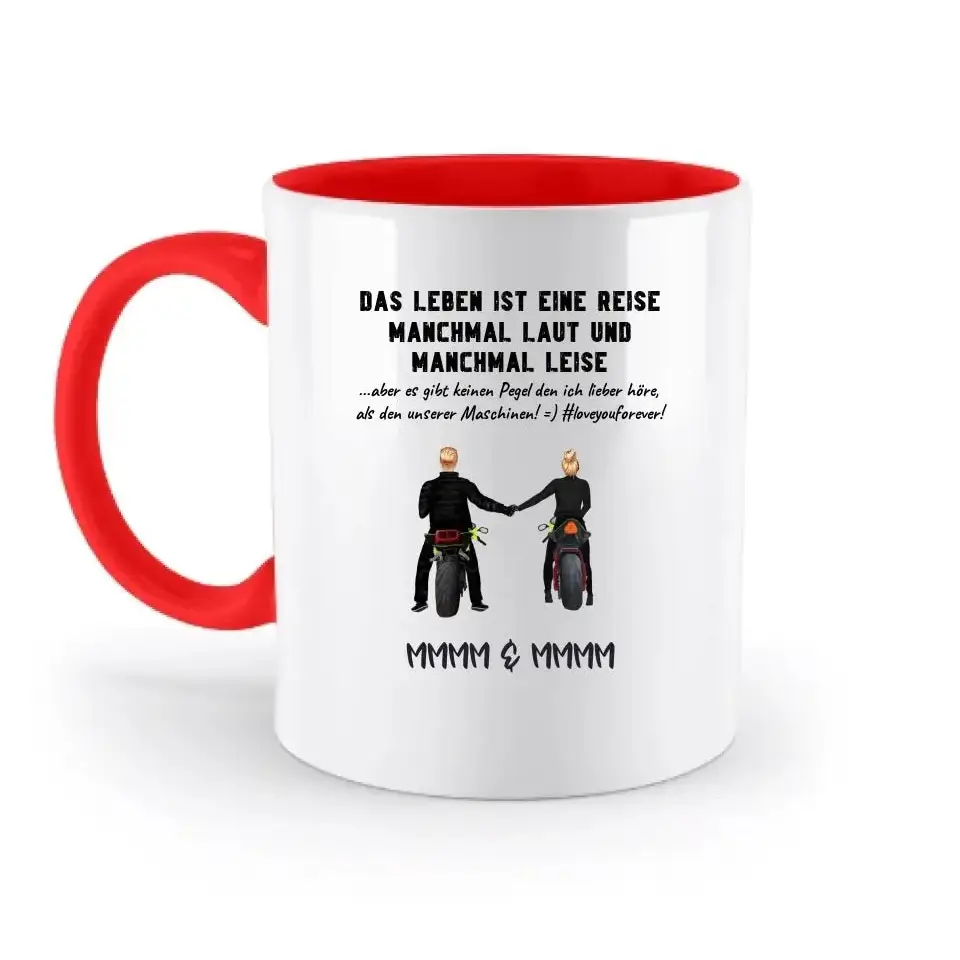 2in1: Paar Designer • Motorrad Couple • Zweifarbige Tasse 330ml