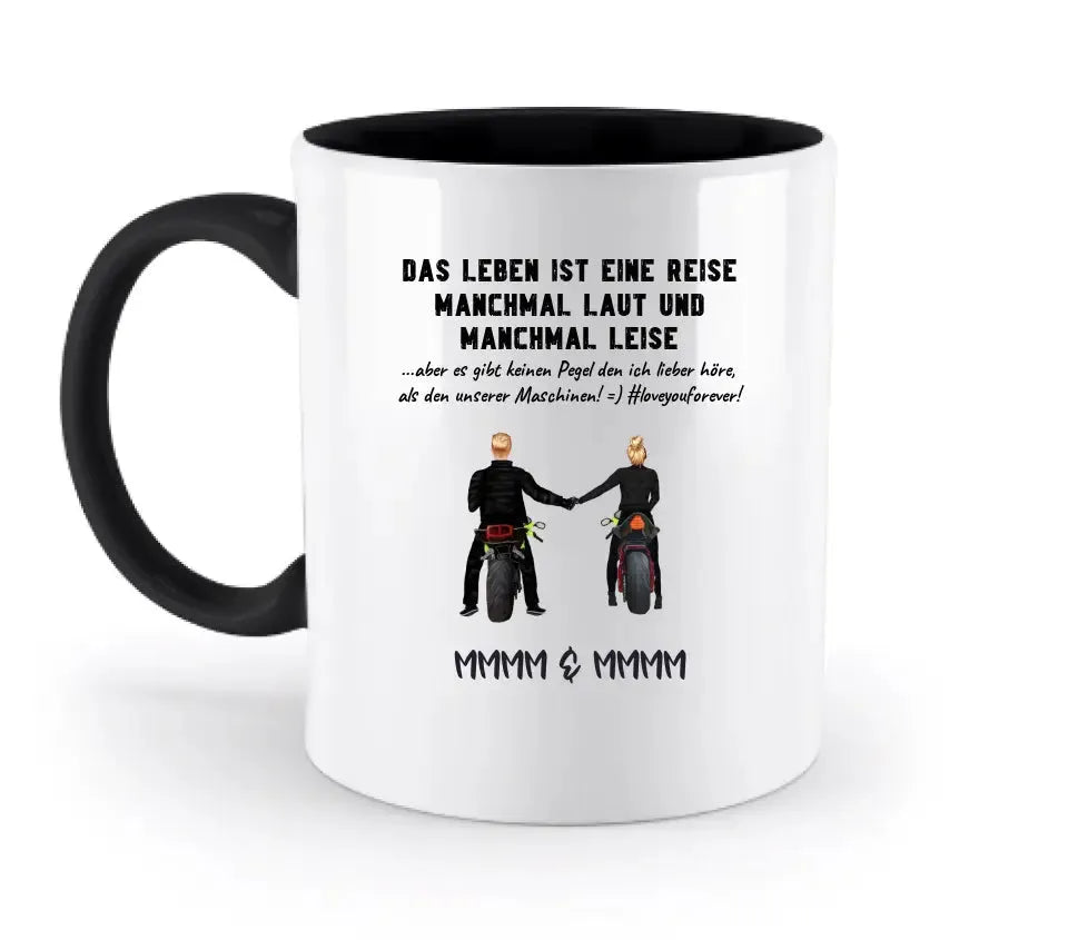 2in1: Paar Designer • Motorrad Couple • Zweifarbige Tasse 330ml - HalloGeschenk.de