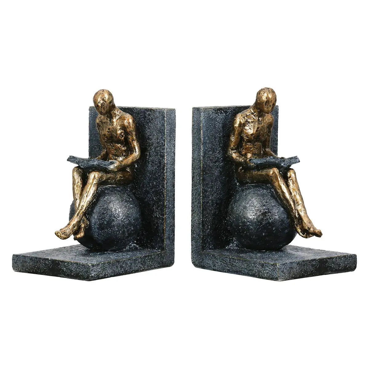 2tlg. Set Buchstützen Mann; Ball; Buch grau H. 19 cm VE 1