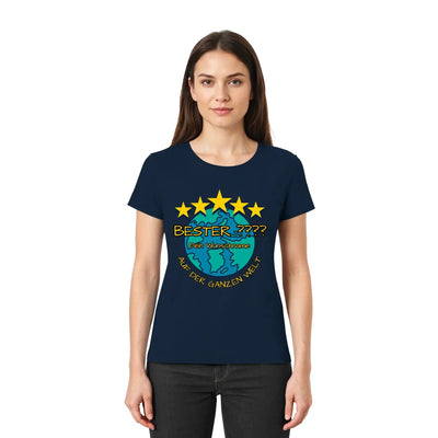Marine blaue damen t shirt mit 5 sterne motiv grüner blaue globe gelbe sterne und deutscher text bester dein wunschname auf der ganzen welt