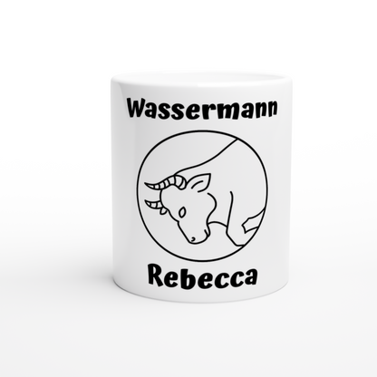 Mit 3D-Vorschau: 12 Sternzeichen mittig mit Name + personalisierten Sprüchen • zweifarbige Tasse