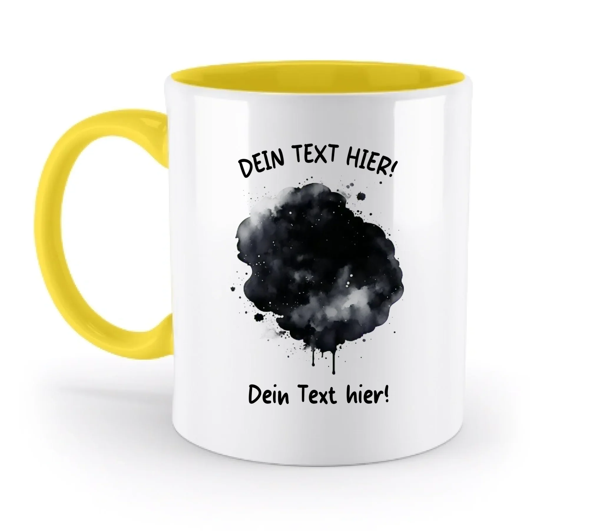 KI-Cartoon-Effekt Splash • mehrere Artikel • ’Statement-Collection’ • Wunschtext • Mein Fotomotiv - Tassen / Yellow