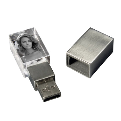 3D Foto USB Stick mit Beleuchtung 16GB • Lasergravur (personalisierbare Fotogeschenke) - Glas / personalisierbare