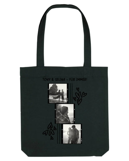 3er-Collage • mehrere Artikel • ’Statement-Collection’ • Wunschtext • Mein Fotomotiv - Stofftasche • Bio / Black
