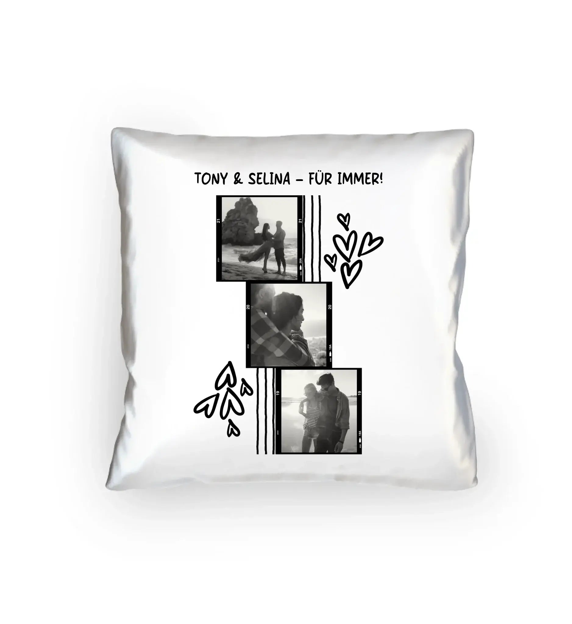 3er-Collage • mehrere Artikel • ’Statement-Collection’ • Wunschtext • Mein Fotomotiv - Kissen / White / 40cm-x-40cm