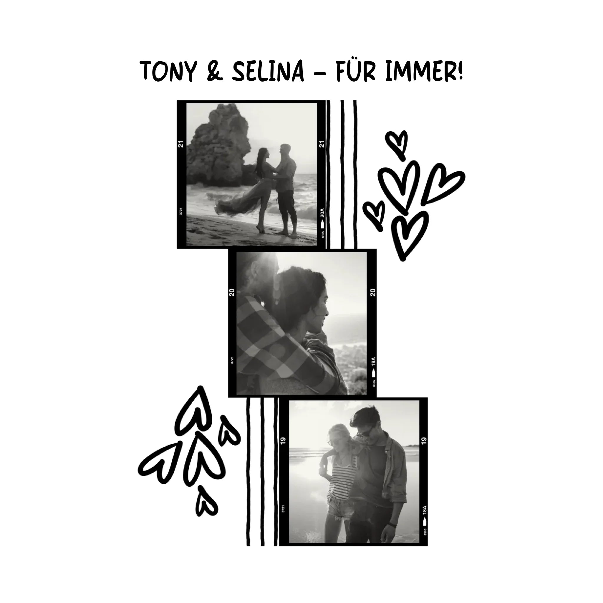 3er Fotocollage - mit Wunschtext (personalisierbare Fotomotive) - Sticker 20x20 cm (ausgestanzt) / White / OneSize