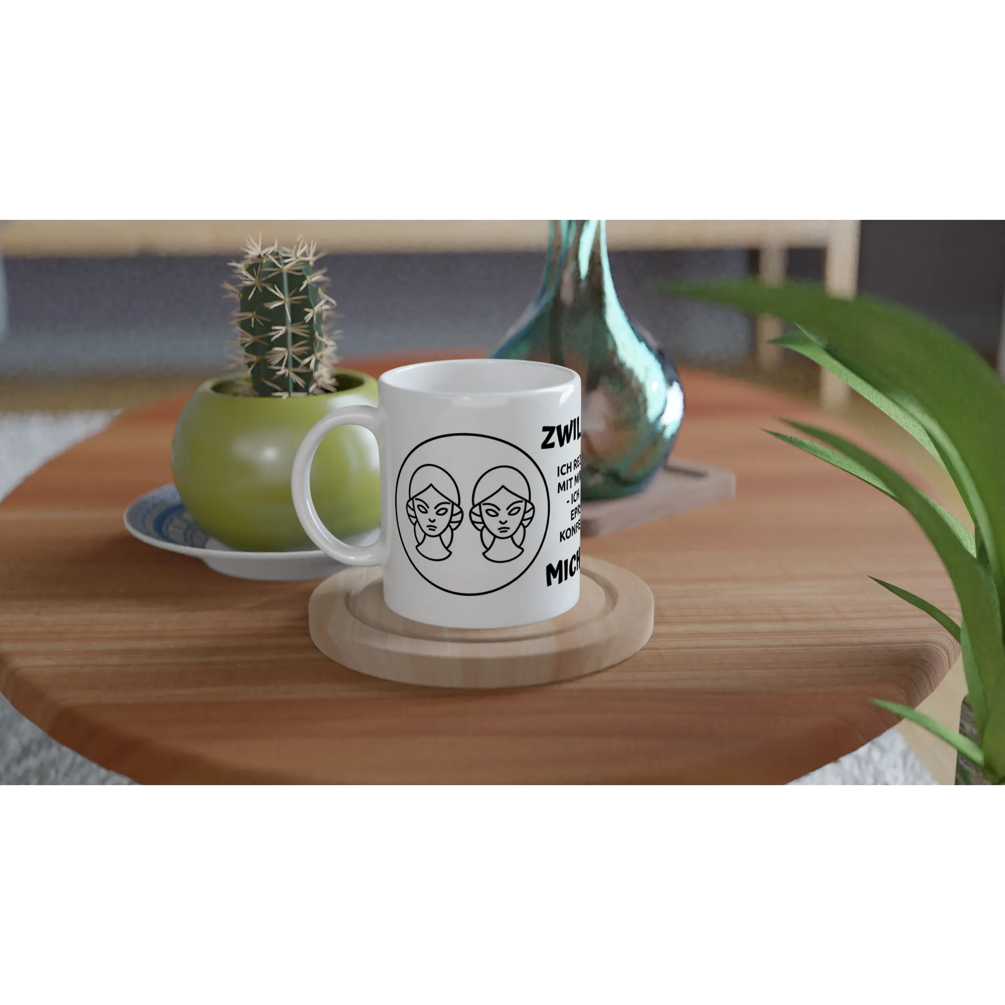 Mit 3D-Vorschau: 12 Sternzeichen mit Name + personalisierten Sprüchen • zweifarbige Tasse