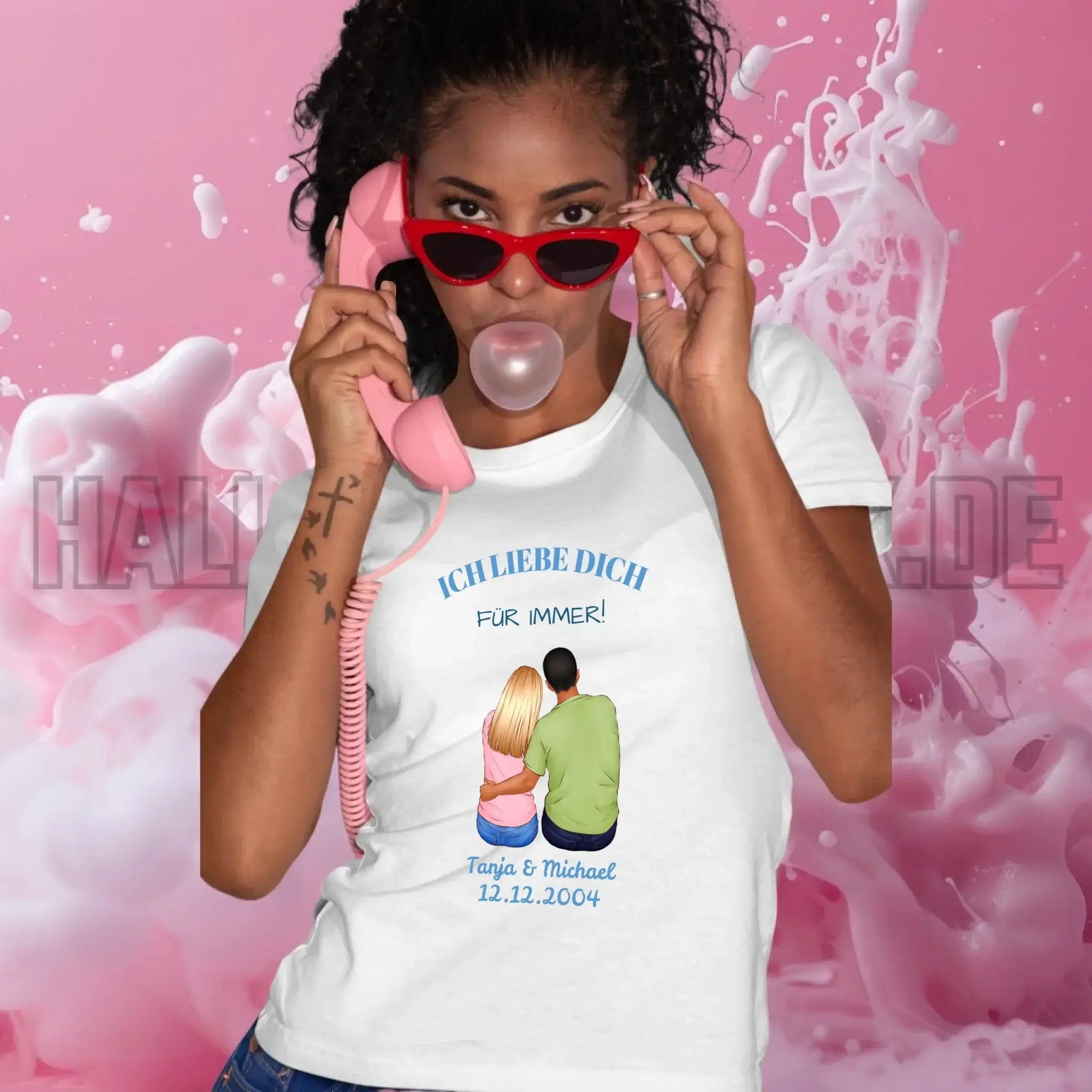 3in1: Paar Designer personalisierbar - Ladies Premium T-Shirt XS-2XL aus Bio-Baumwolle für Damen