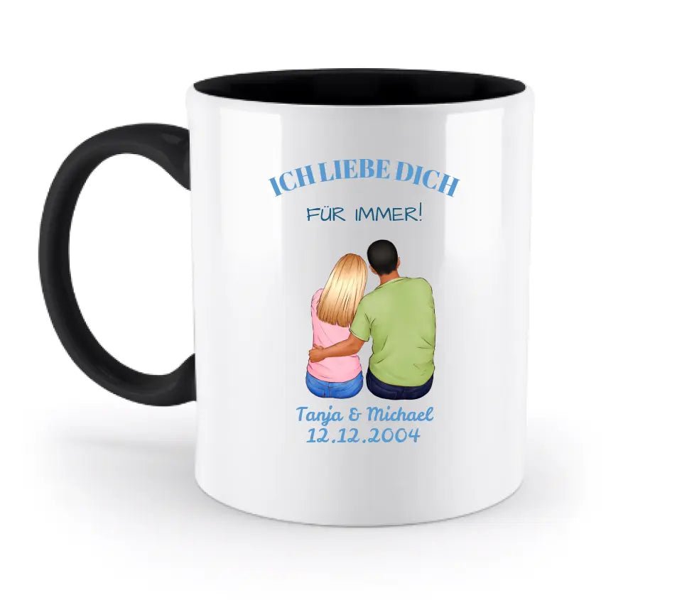 3in1: Paar Designer • zweifarbige Tasse • Exklusivdesign • personalisiert von HalloGeschenk.de