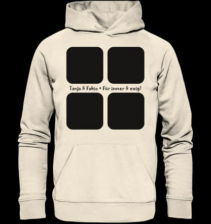 4 Fotos mit Text • Fotogeschenk • Unisex Premium Hoodie XS-5XL aus Bio-Baumwolle für Damen & Herren • Exklusivdesign • personalisiert