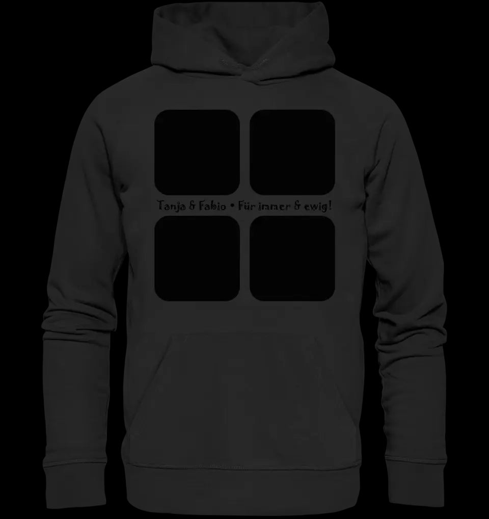 4 Fotos mit Text • Fotogeschenk • Unisex Premium Hoodie XS-5XL aus Bio-Baumwolle für Damen & Herren • Exklusivdesign • personalisiert